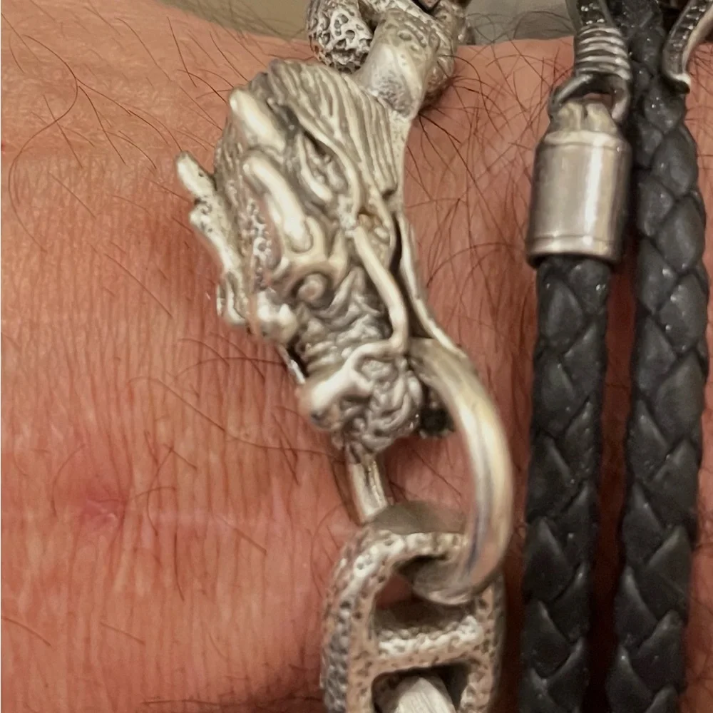 Silver Dragon Head Men's Chain Bracelet - stainless steel
